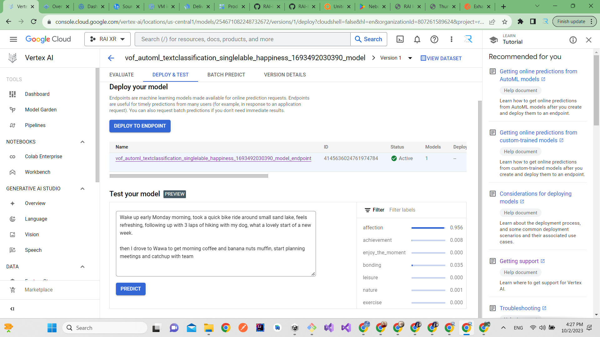 starts with solid sentiment analysis & sensing with VOF (voice of future) 