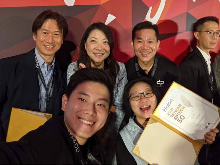 photo of FiO employees and others at HolonIQ EdTech awards in Taiwan