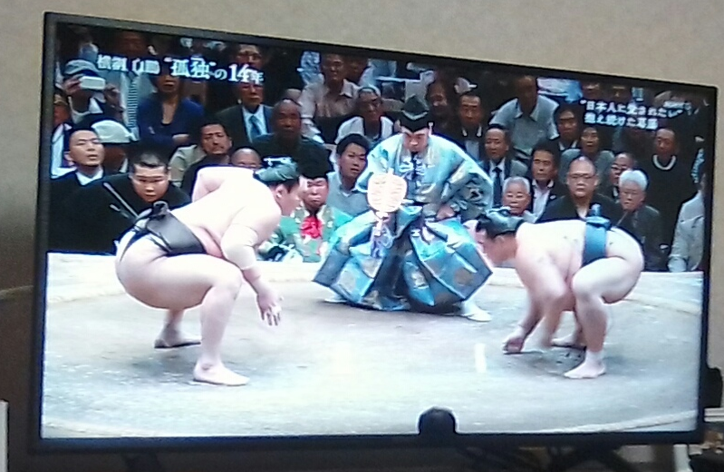 白鳳/稀勢の里一番の立ち合い場面