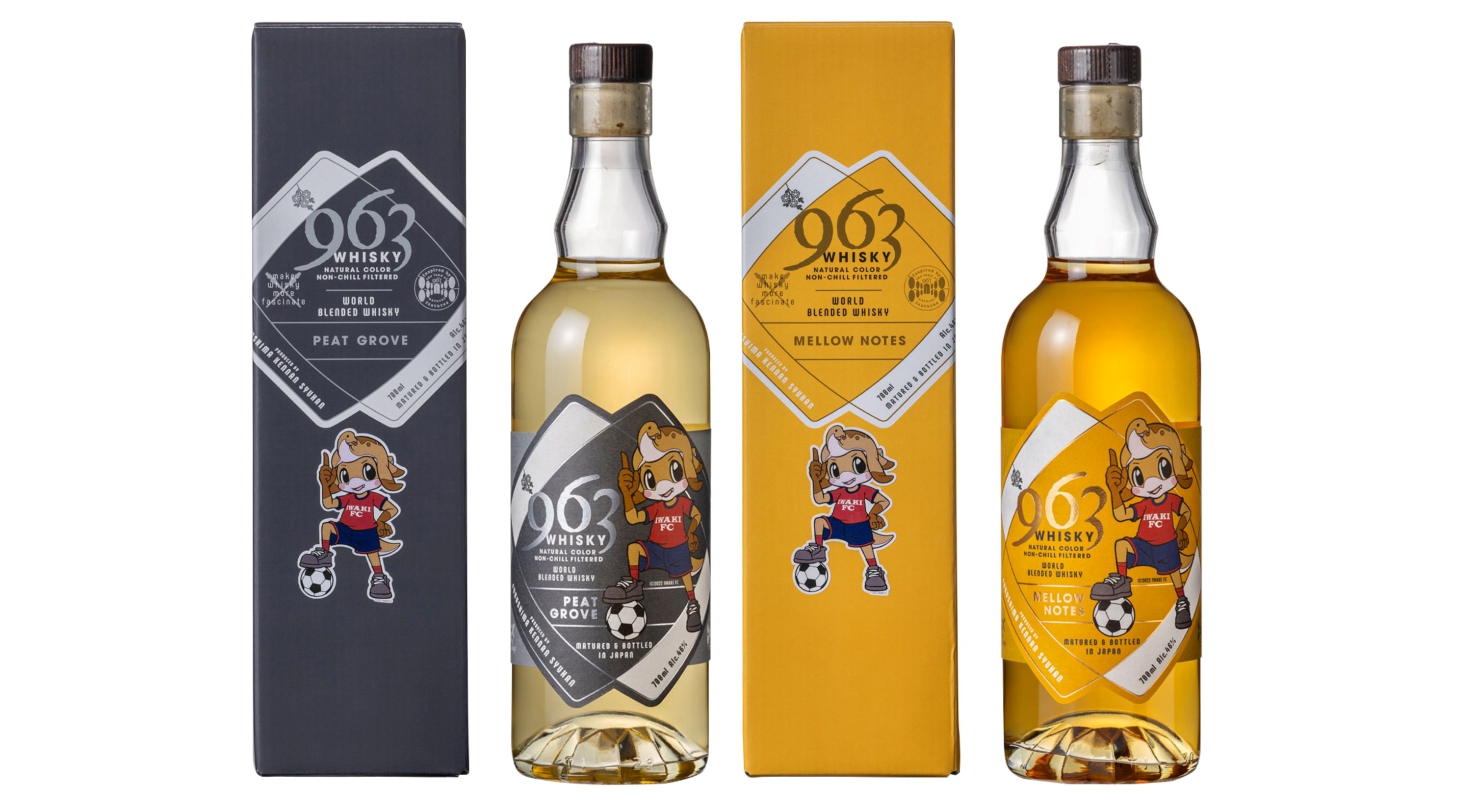 いわきＦＣ　マスコット「ハマー＆ドリー」ラベルのウイスキー発売
