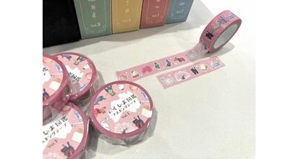 「クリームボックス」「起き上がり小法師」「フラダンス」などのイラスト　マスキングテープに