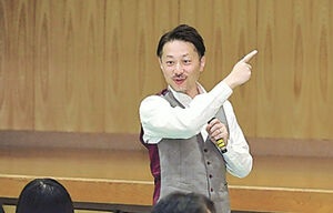 後輩に成功の鍵伝授　サクラナレッジファクトリーの阿部智明ＣＥＯ　福島西高で講演