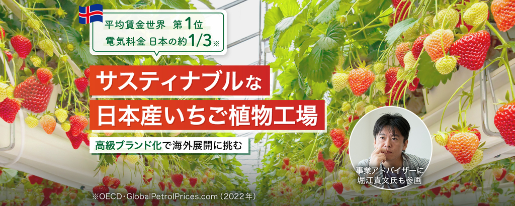 ＜堀江貴文氏が参画＞平均賃金世界第1位のアイスランドで「日本産いちご植物工場」始動。自然エネルギー活用で低コストな“次世代農業”を展開