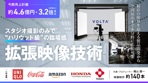 〈今期売上約4.6億円計画〉室内撮影だけで“ハリウッド級”の映像製作を実現する“拡張映像技術”。グローバル企業が名指しで依頼する有望ベンチャー「ボルタ」