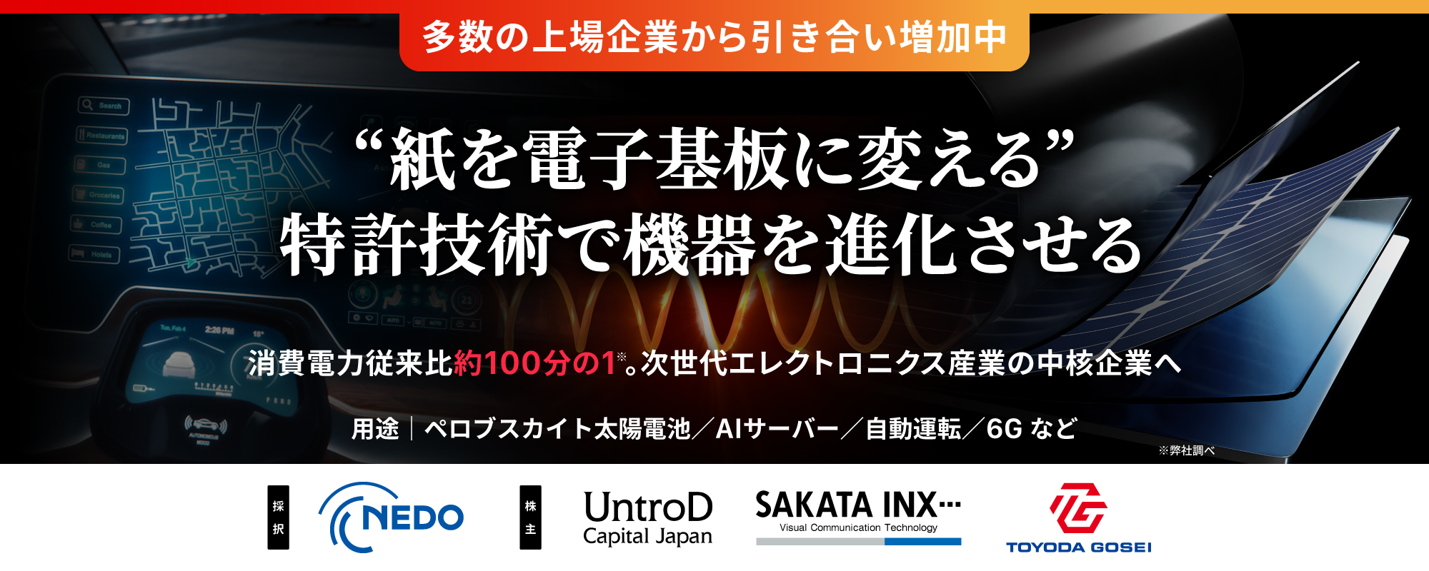 〈NEDO支援〉“紙を電子基板に変える”特許技術で機器が進化。多数の上場企業と提携し、ついに実用化に成功。今期売上2億円突破を計画