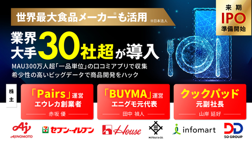 〈来期IPO準備開始〉味の素や三井物産が出資。食品大手の開発戦略を独自ビッグデータ×AIで動かす注目ベンチャー