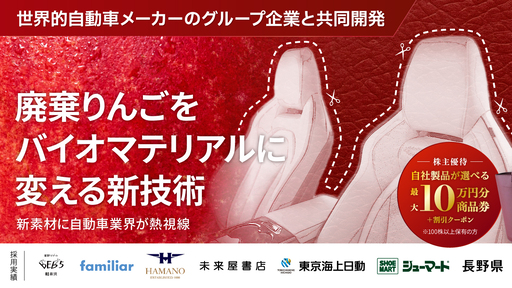 〈今期売上約2倍見込〉廃棄りんごをバイオマテリアルに変える新技術。業界大手から引き合い増加中