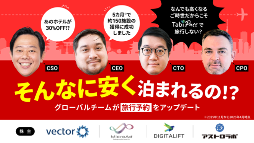 〈5カ月で約150施設獲得〉平均割引率約30%OFF！新しいホテル予約プラットフォームで空室問題解決を目指すグローバルチーム「Tabi Life」