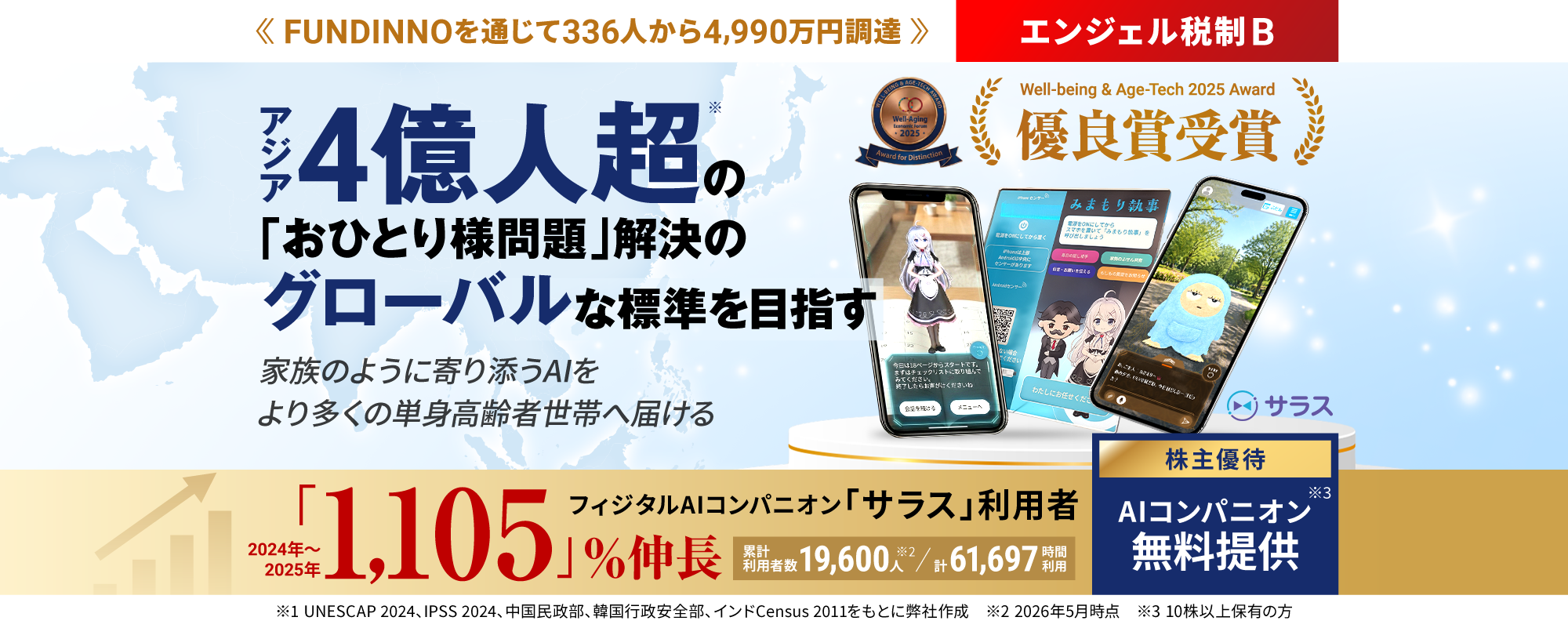 アジア圏4億人超の「孤独」の課題へ。高齢・おひとり様問題解決に向けてグローバルな標準を目指すフィジタル・AIコンパニオン「サラス」