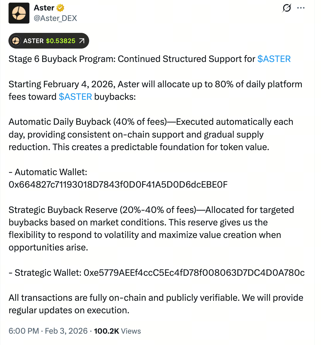 ASTER Token Burns and Buybacks