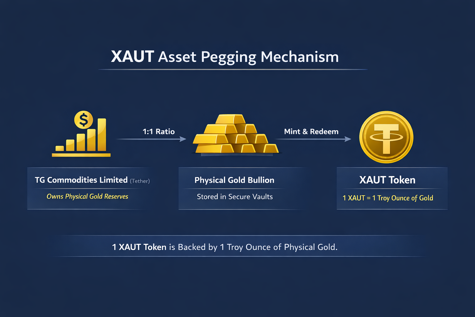 XAUT 的资产锚定原理是什么？