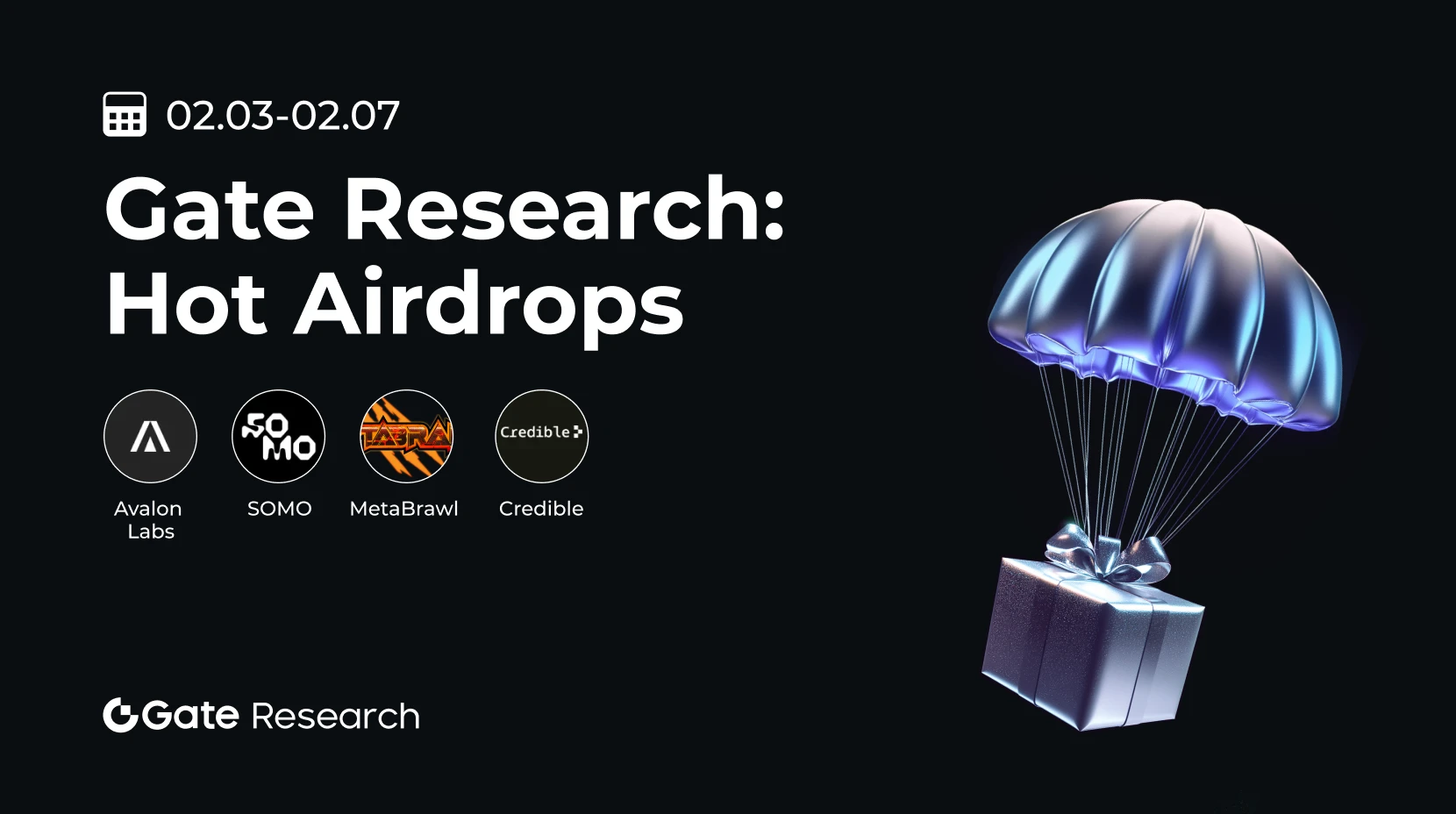 Gate 研究院:熱門空投(02.03-02.07)