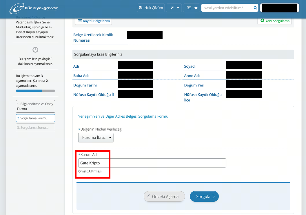 Gate TR get your proof of address through e-Devlet