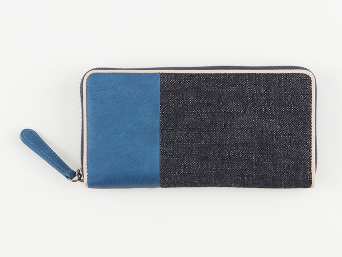 Sデニム x スクモレザー ラウンドジップ長財布 | Bluestone by Mens