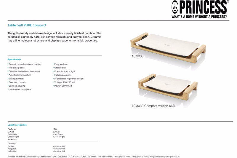Table Grill Mini pure | PRINCESS（プリンセス）のプレゼント・ギフト