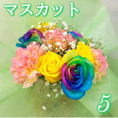 レインボーローズ5本入【お任せブーケ】 | 花ことば タンプ店の