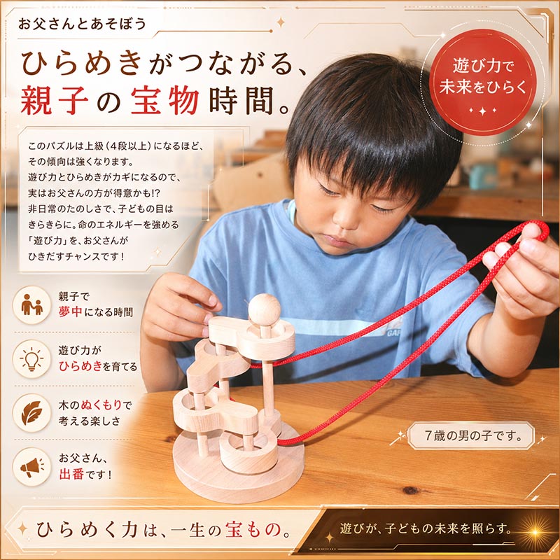 立体知恵の輪（4段）日本製 空間認識力、論理的思考、推理力…。子供