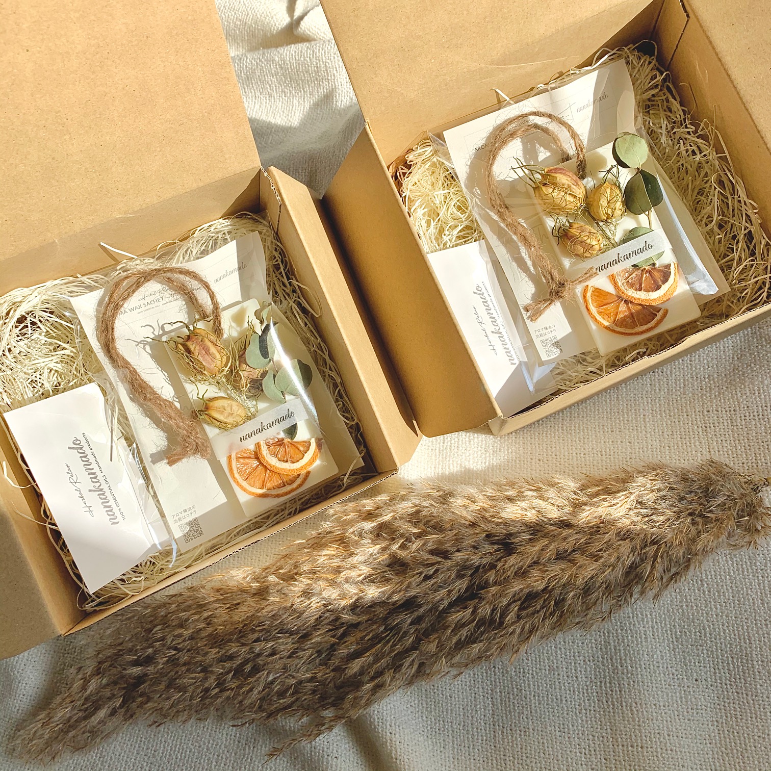 ユーカリ×ドライレモンのアロマワックスサシェ（オーバル型