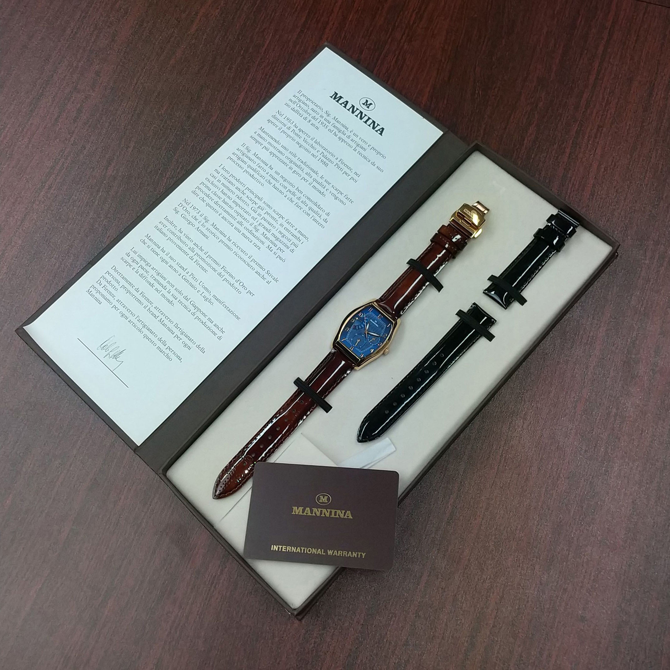 MANNINA(マンニーナ) 腕時計 MNN003-02 メンズ 正規輸入品 ブラウン（文字盤：ネイビー）