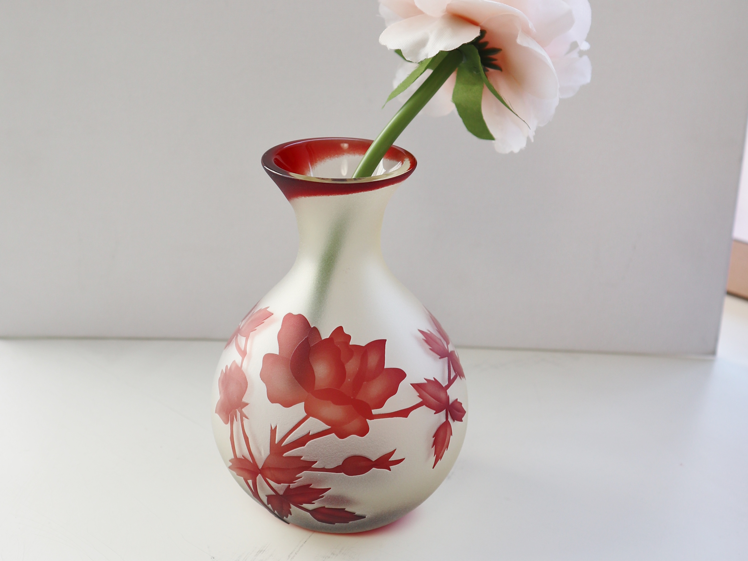 一輪挿し 花器 赤いバラ Nakakinglass ナカキングラス Tanp タンプ