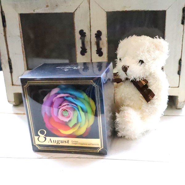 バースデーレインボーローズ クマちゃん付 アトリエ美鈴のプレゼント ギフト通販 Tanp タンプ