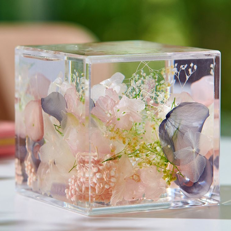 hikka ブルームアクア キューブ ハーバリウム 花 飾り インテリア 人気