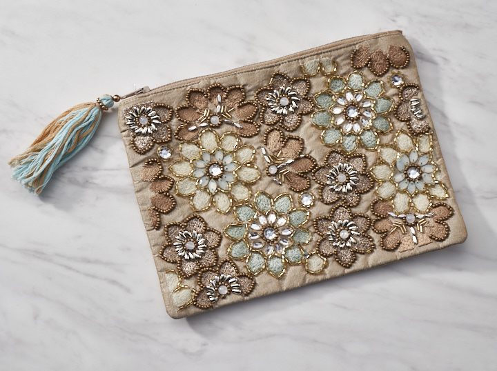 ビーズ刺繍フラットポーチ＆手鏡セット | artipur cottage