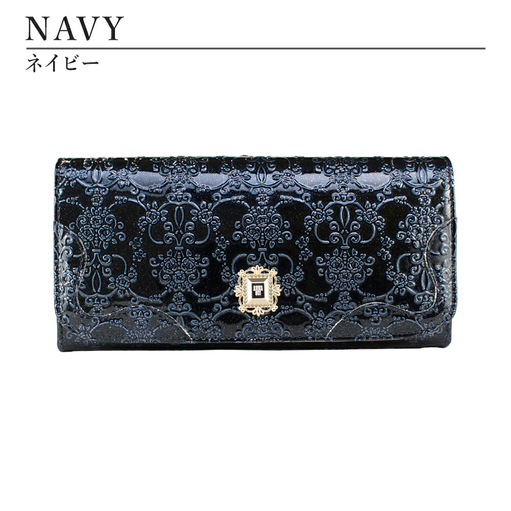 ANNA SUI アナスイ ルーミー 二つ折り財布 エナメル ネイビー 小物