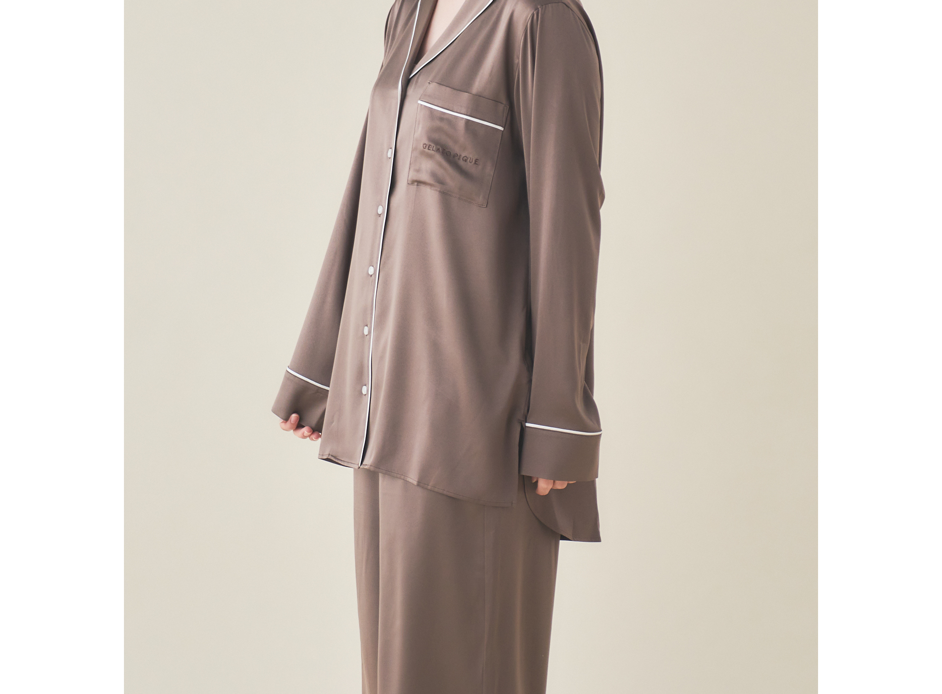WOMEN】パイピングサテン シャツ＆ロングパンツセット | gelato pique