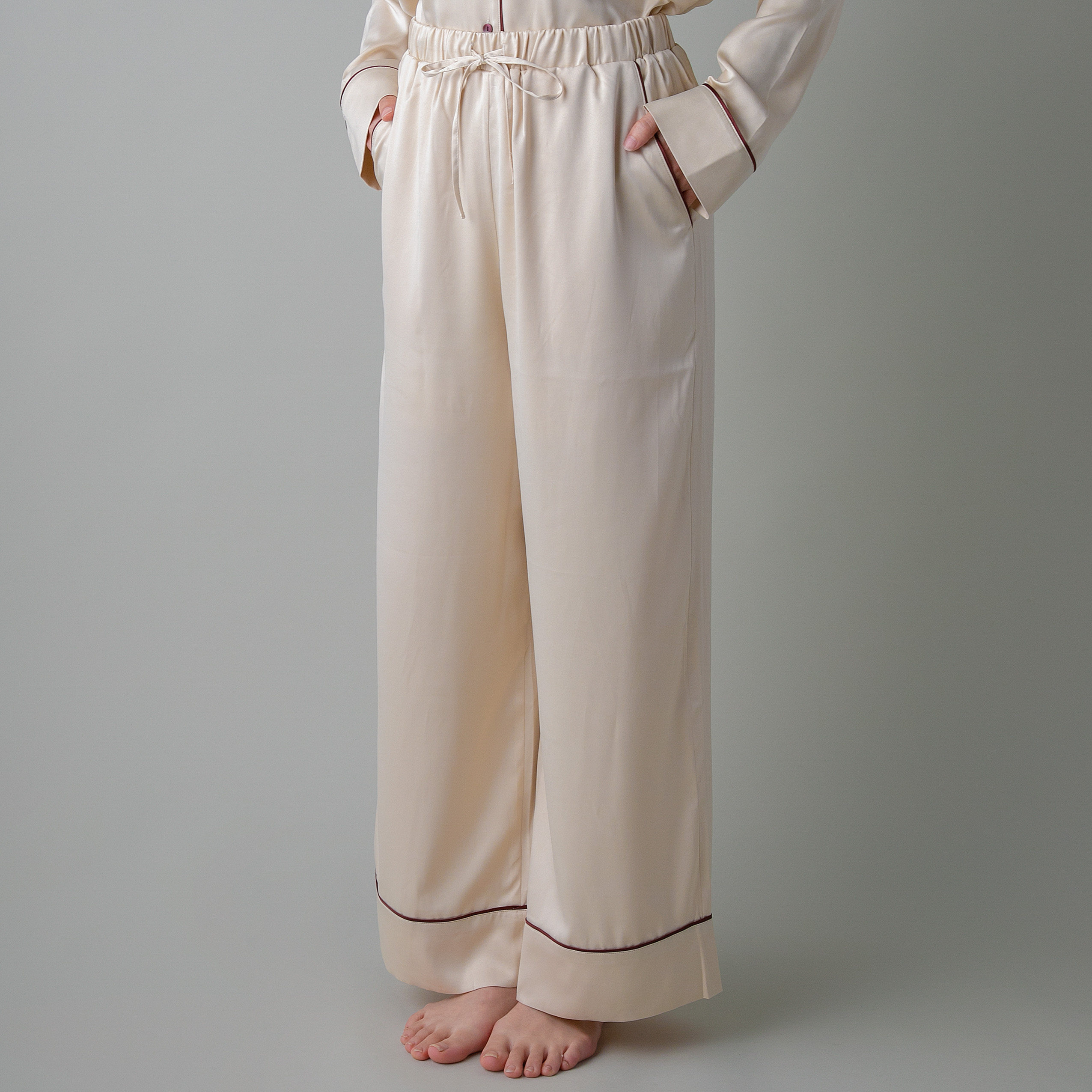 WOMEN】パイピングサテン シャツ＆ロングパンツセット | gelato pique