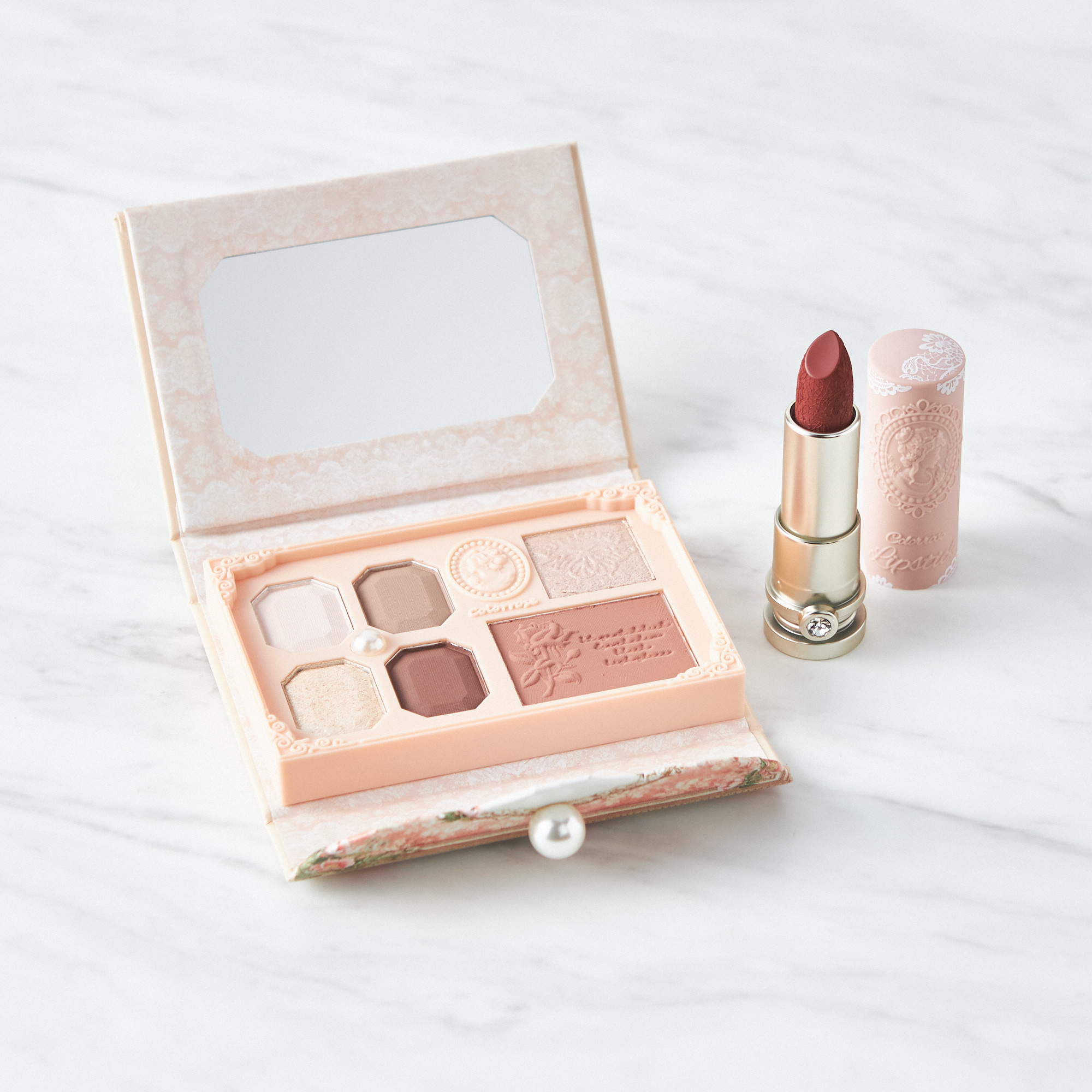 メイクセット 二段式サプライズボックス】アンティーク風コスメセット