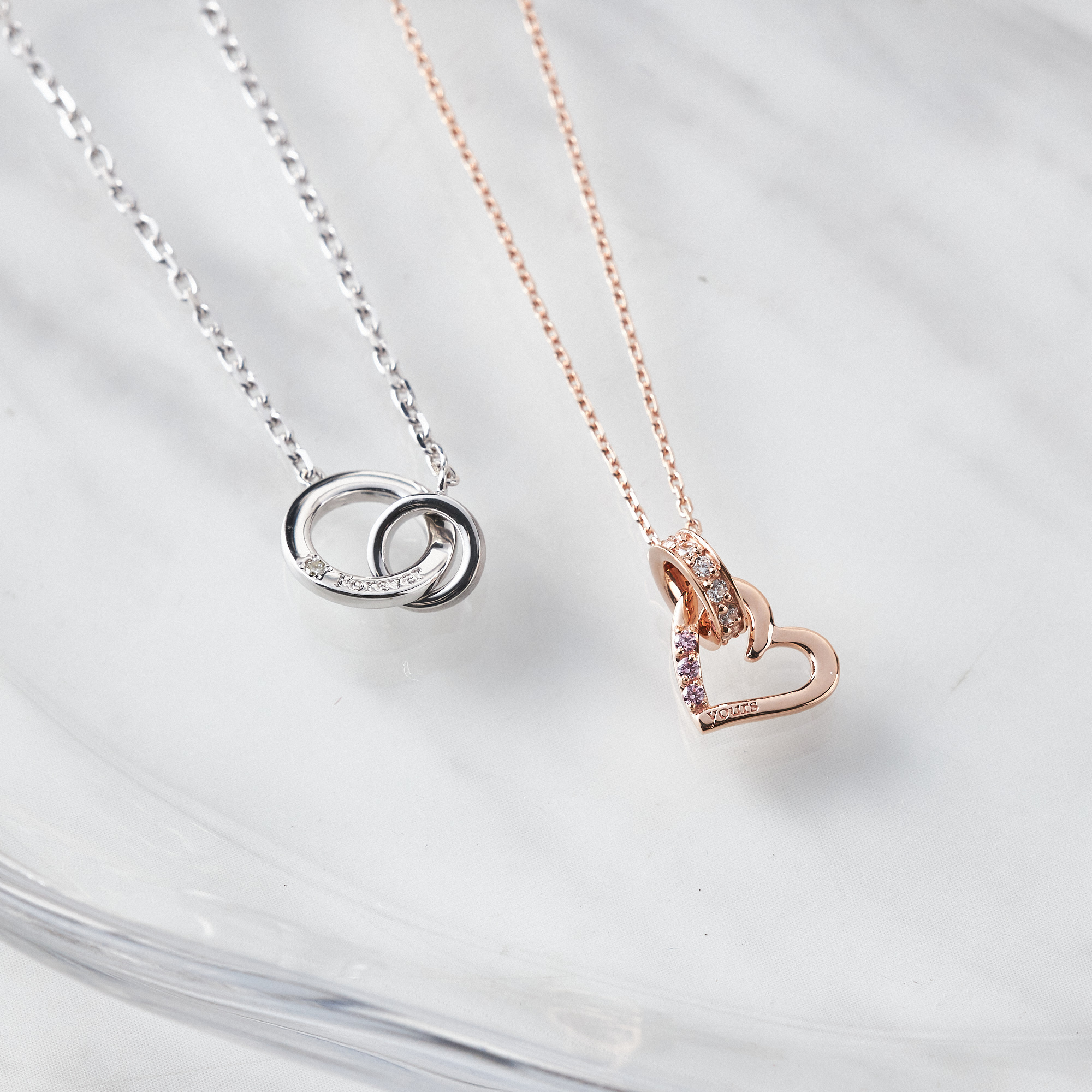 ペアデザイン】ペアベア&サークルネックレスセット | Canal4℃（カナル