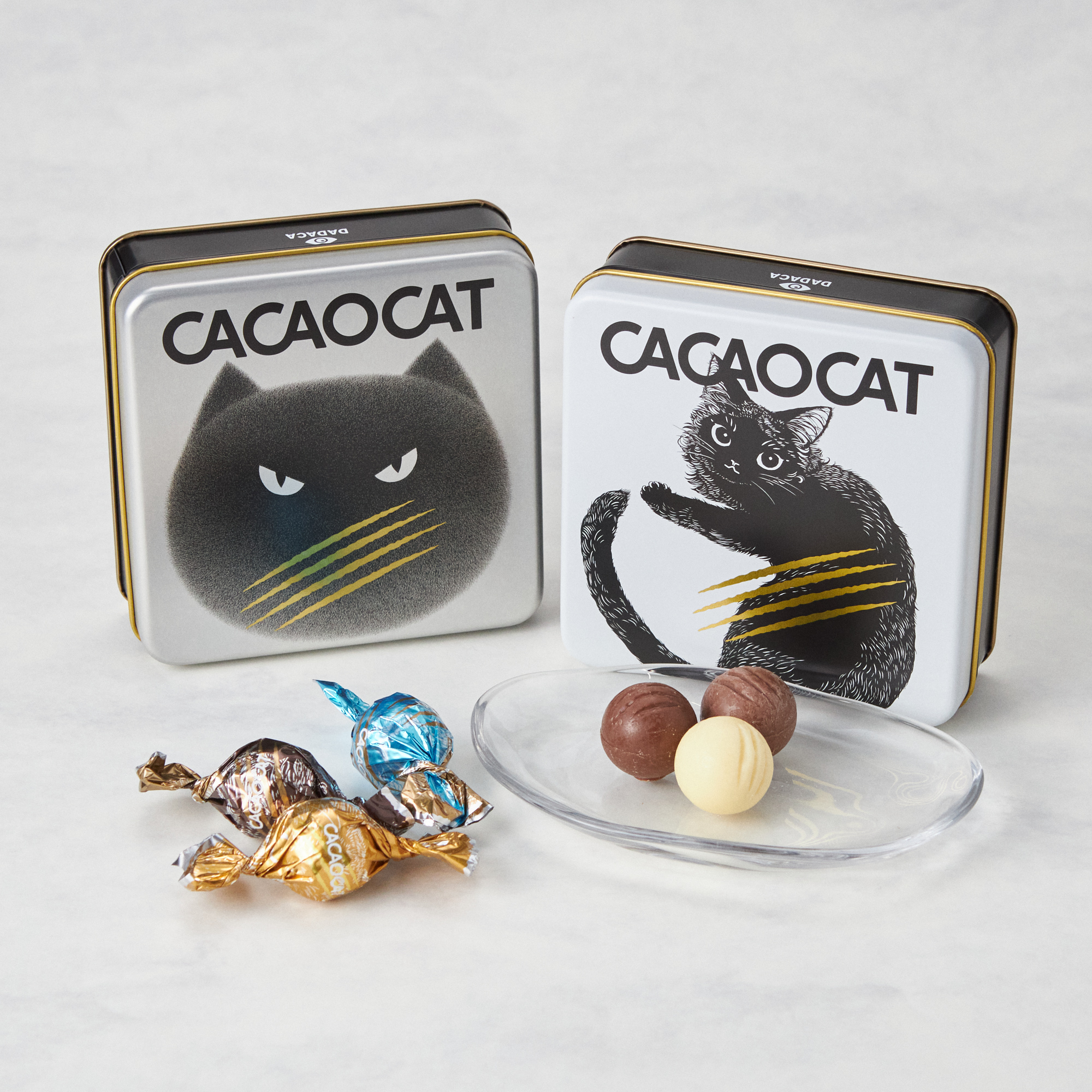 名入れ】今治タオル花刺繍&無地ハンカチ・CACAOCAT缶セット | 今治