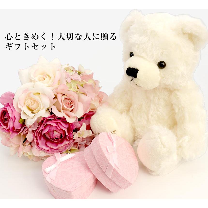ピンクゴールドネックレス】テディベア&誕生石オープンハート
