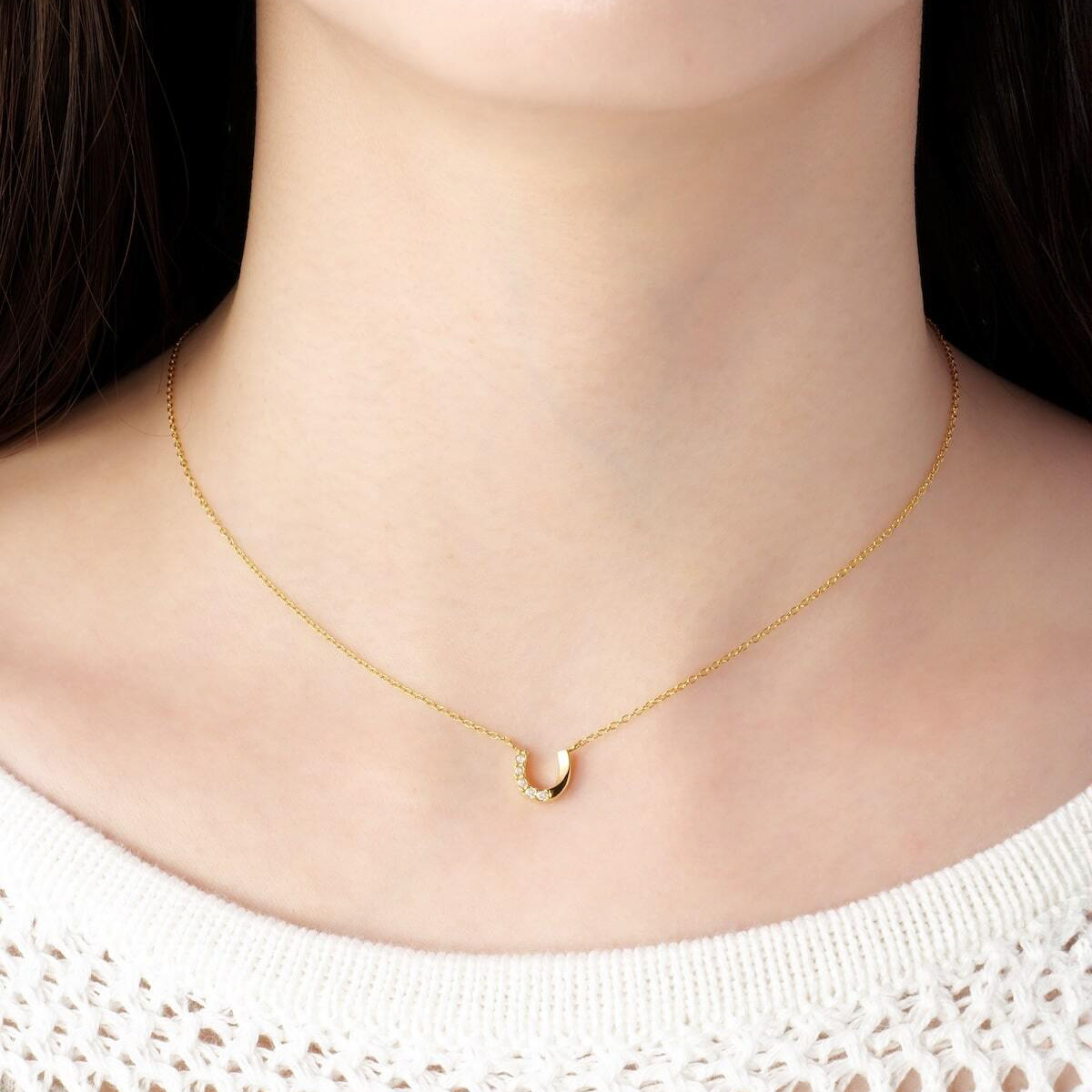 ギフトBOX入】Mini Horseshoe Necklace（ゴールド/シルバー