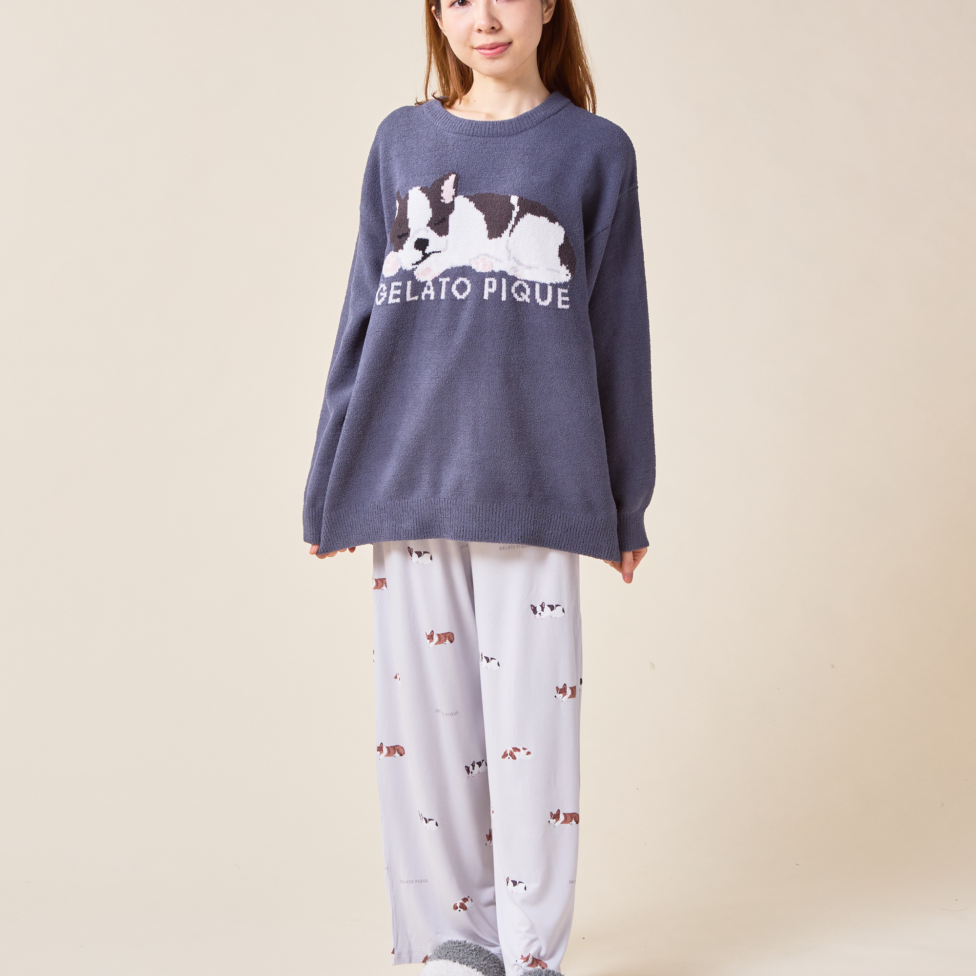 WOMEN】エアモコSLEEPING DOG JQDプルオーバー＆DOG柄ロング
