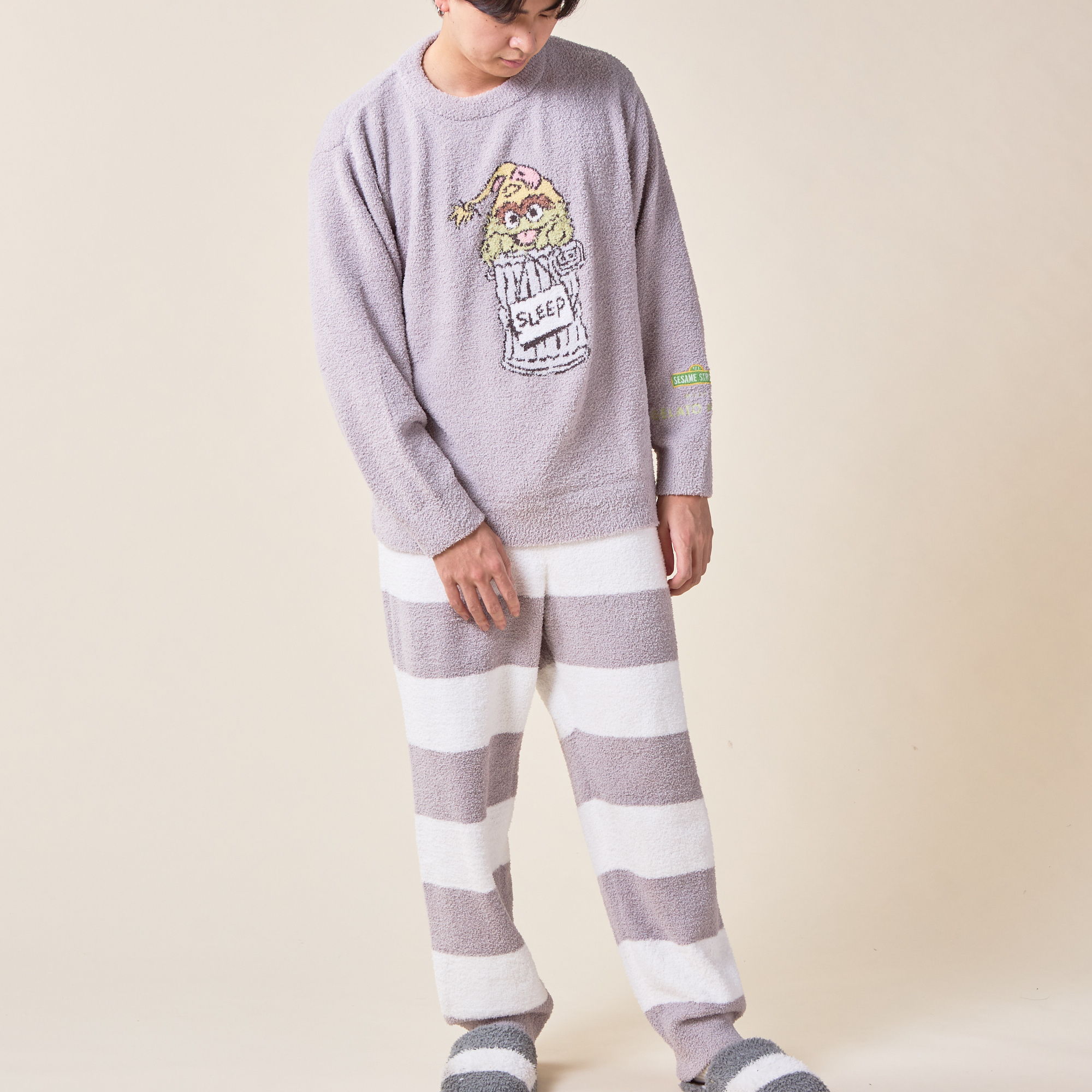 【SESAME STREET】【HOMME】総柄シャツ&ロングパンツセット Amazon | [ジェラート ピケ] Homme【Sesame Street】 総柄シャツ