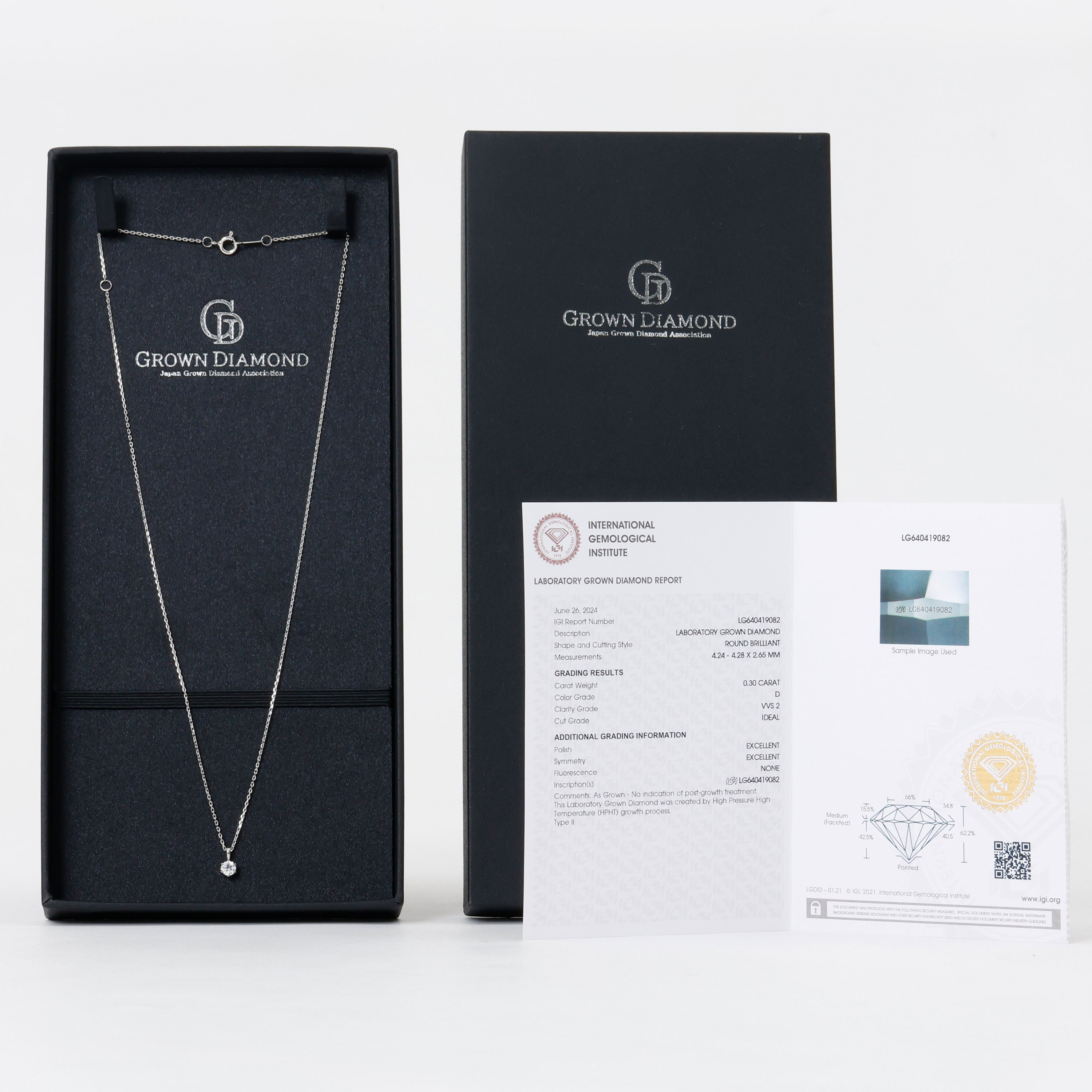 ラボグロウンダイヤモンド 一粒ネックレス（0.3ct）鑑定書付き 