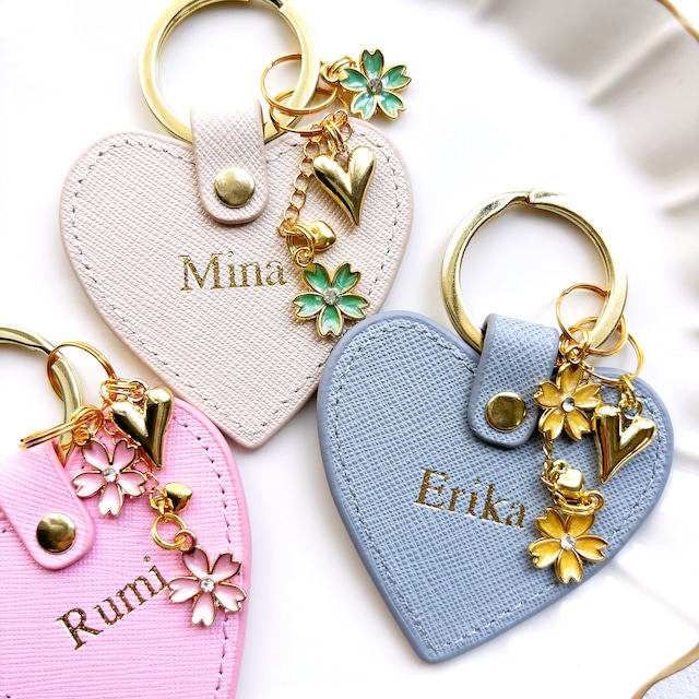 名入れ】揺れる桜 オーダーメイド本革ハートキーリング | F THE