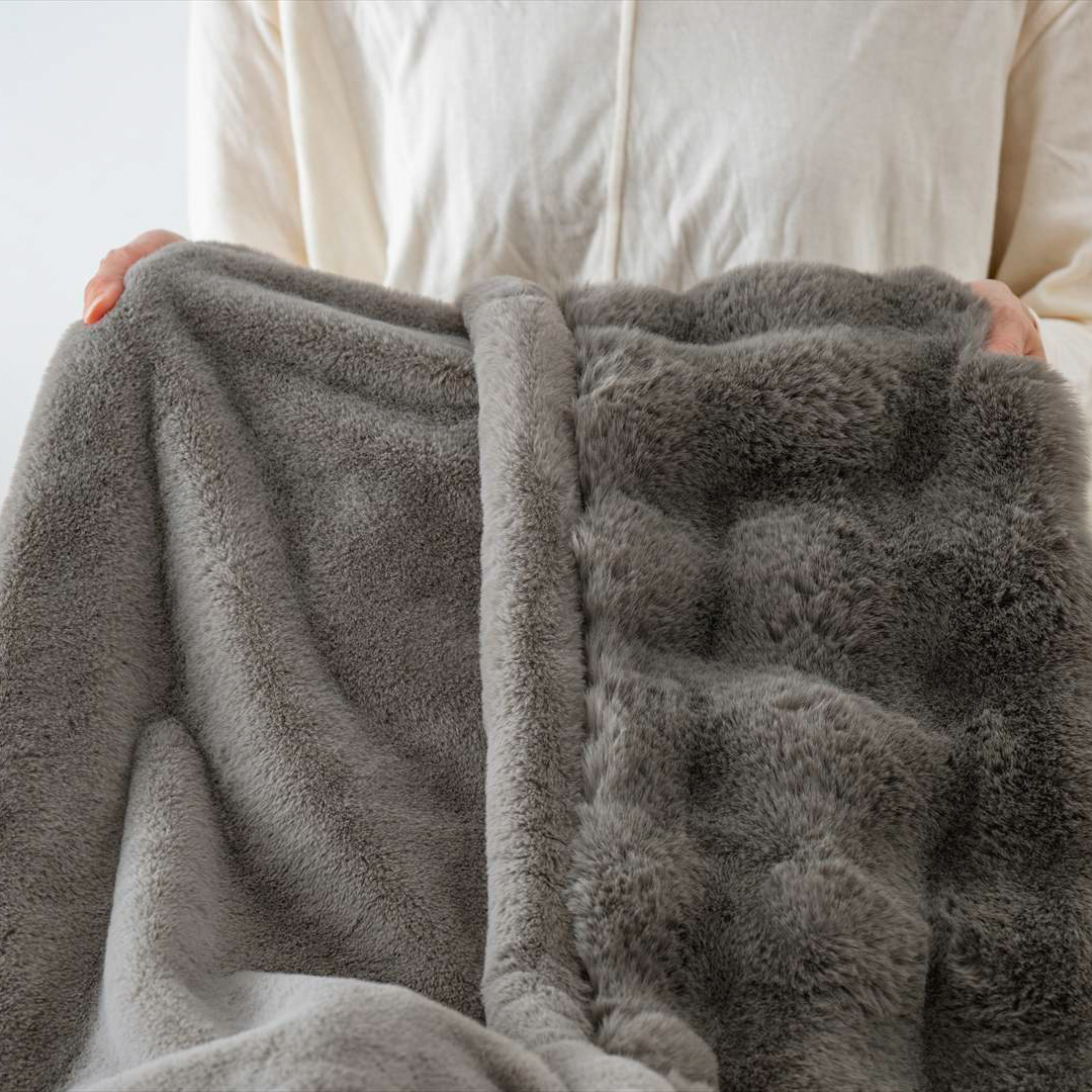 ふわぽこねおちブランケット ハーフ（ホワイトorグレー