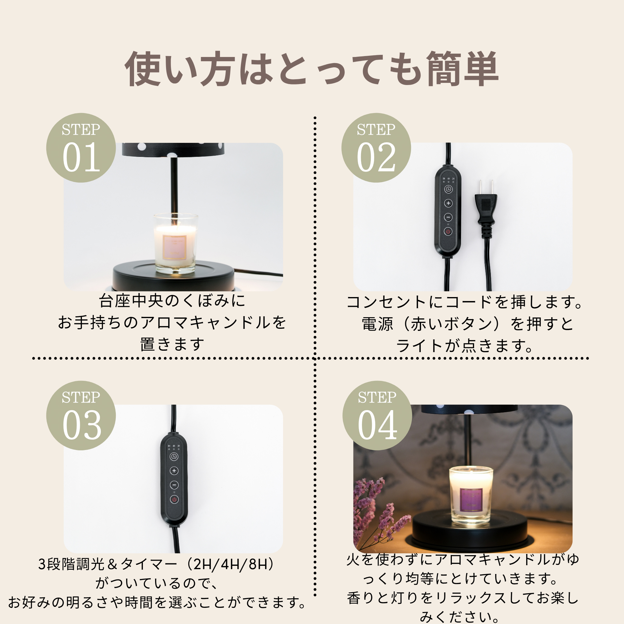 Candle warmer【千鳥格子】 | MON AROME CHERI candle（モナローム