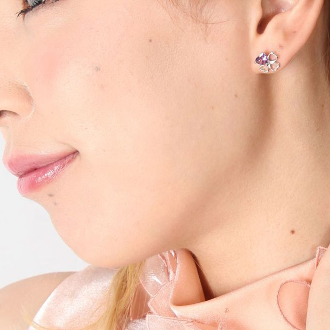 Clementia】アメジストクローバーピアス | Clementia（クレメンティア