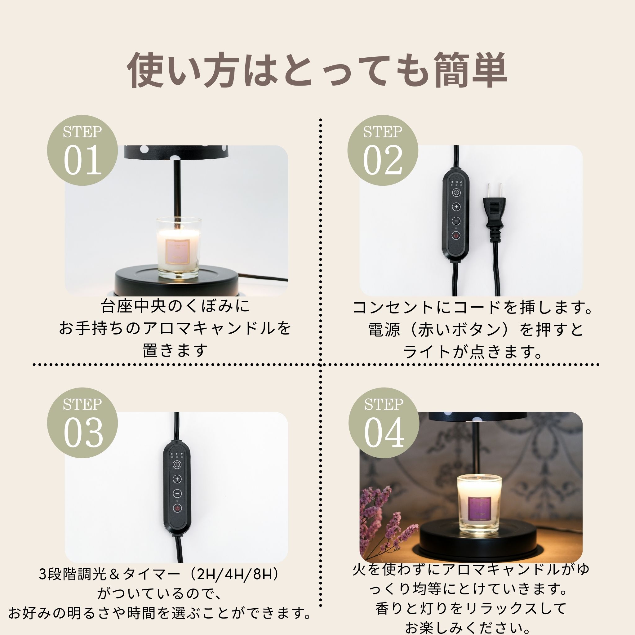キャンドルウォーマーとアロマキャンドルのセット | MON AROME CHERI