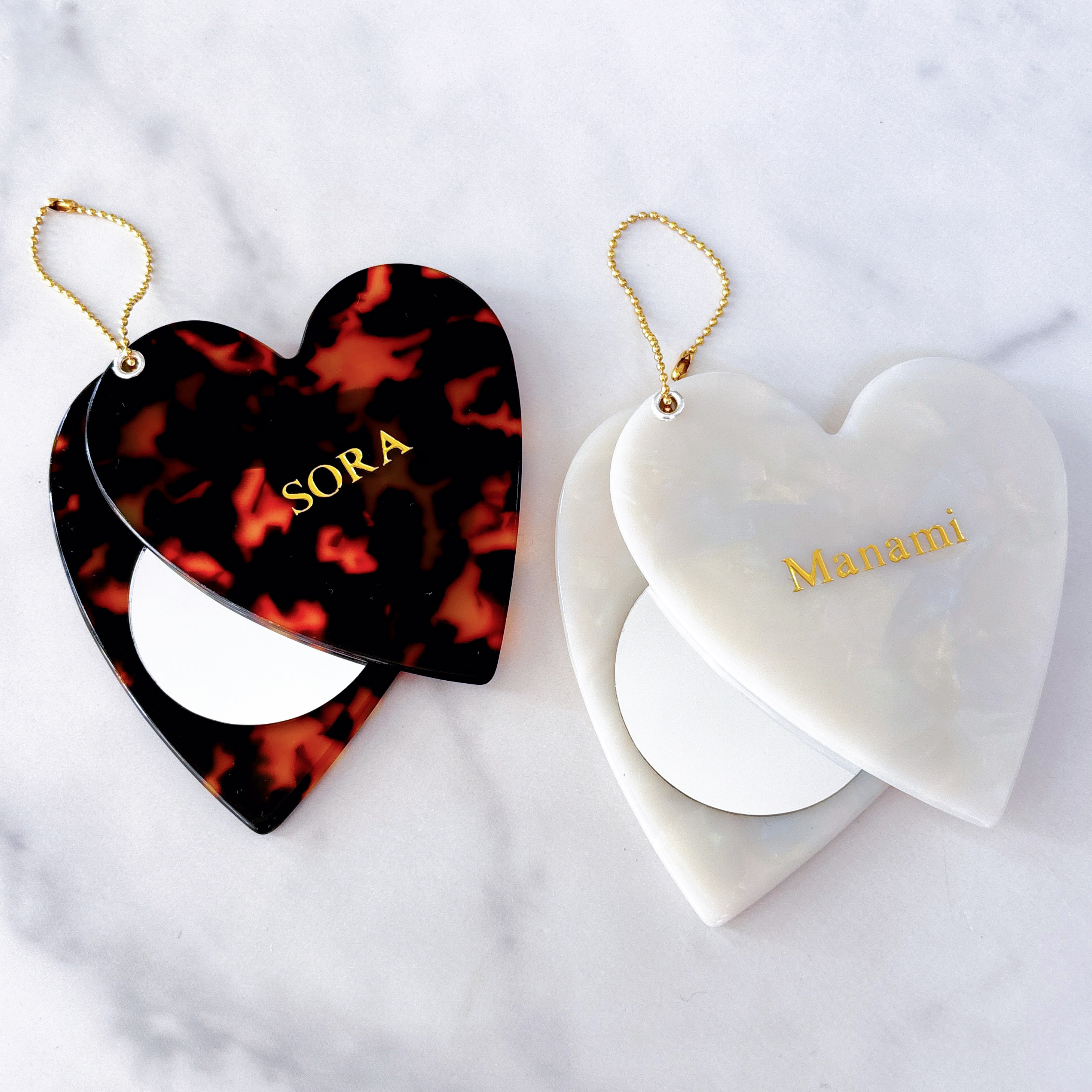 名入れ無料】Marble Heart Mirror マーブルハートミラー | F THE