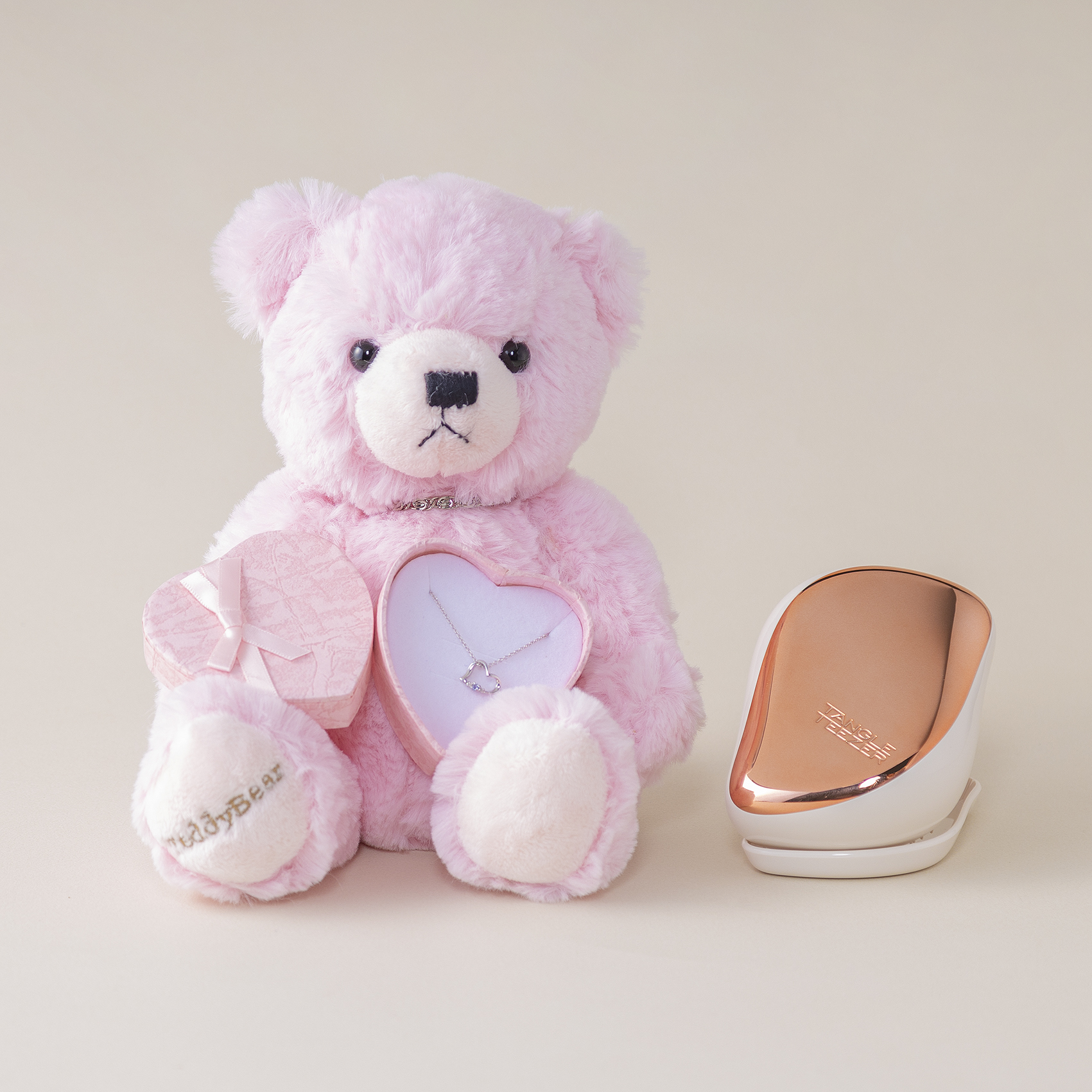 タンプ限定】ギフトセット〝ヘアブラシ＆誕生石ネックレス＆テディベア