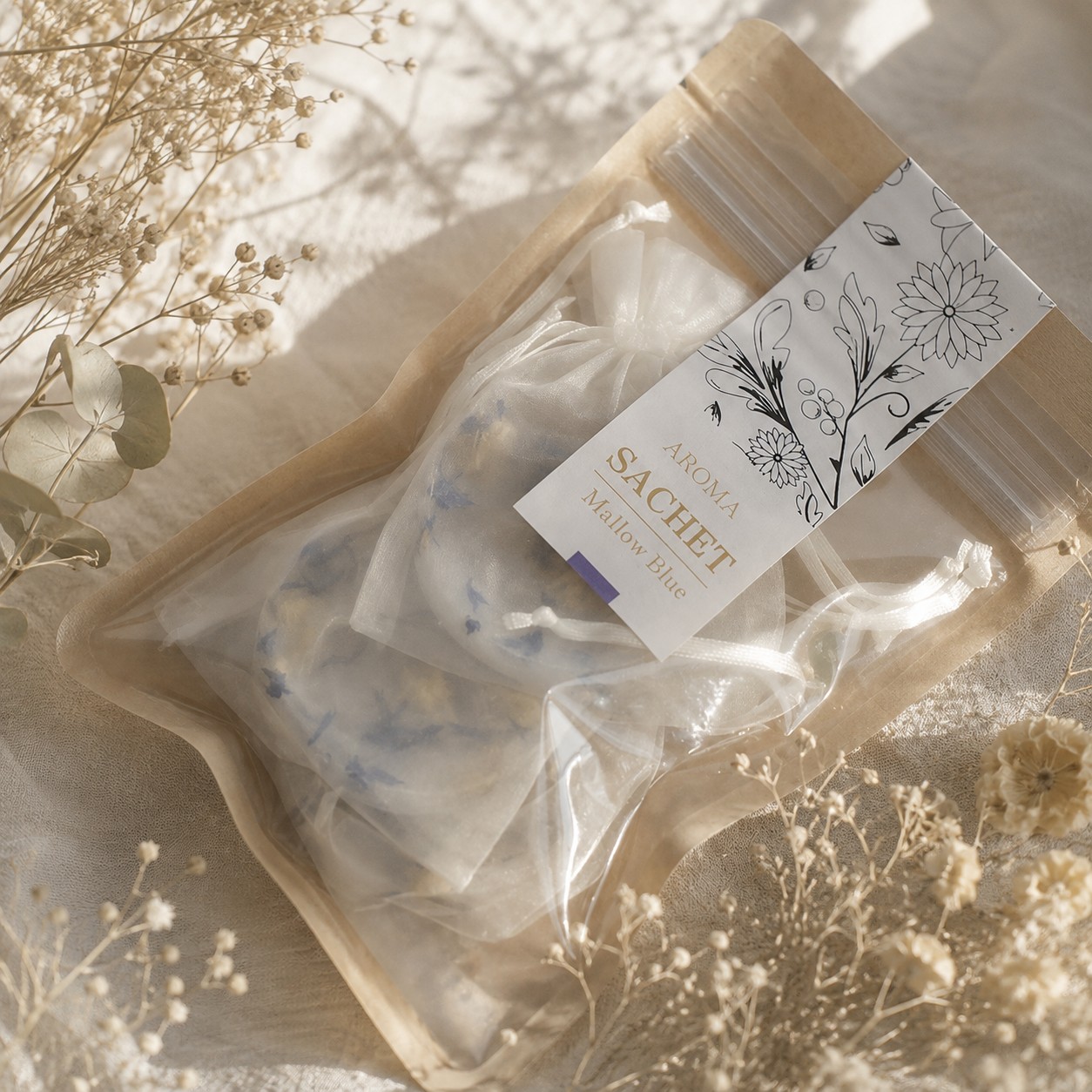 Mini Sachet Set – Mallow Blue ドライハーブのミニアロマサシェセット