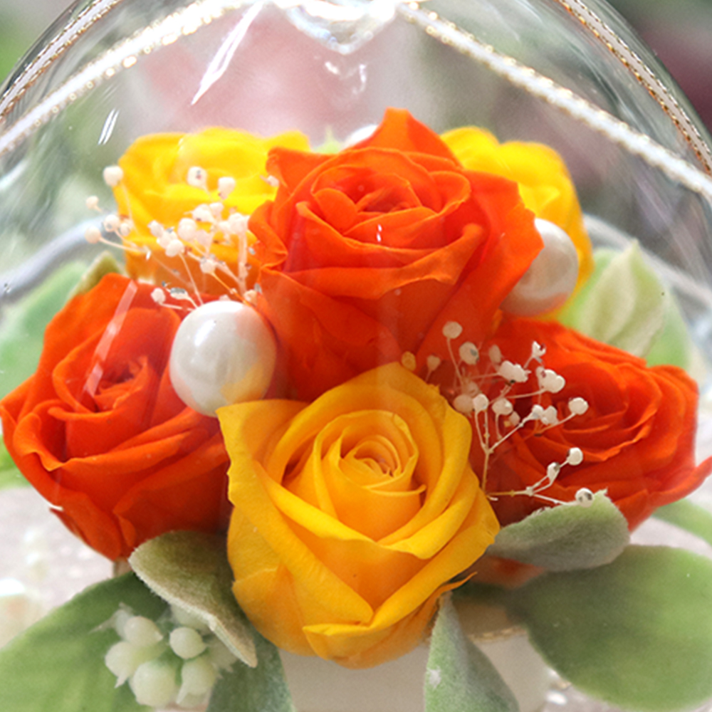 パラボッセオリジナル 天使型プリザ エンジェル オレンジ クリアケース入 横幅11cmx11cmx高さ13cm preserved flow ガラスドーム エンジェル プレミアム - IPFA本店,IPFA,本店