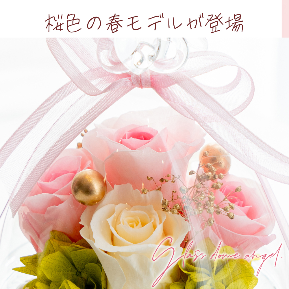 プリザーブドフラワー ガラスドーム エンジェル(プレミアム)誕生日