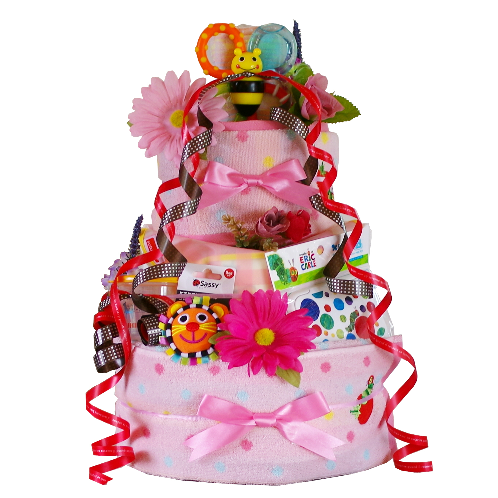 おむつケーキ 豪華9点付き Sassy おむつケーキ | おむつケーキ・出産祝いの