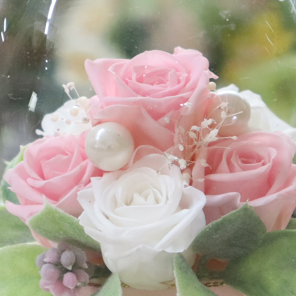 プリザーブドフラワー 夏 ガラスドーム エレガンス 誕生日 結婚祝い